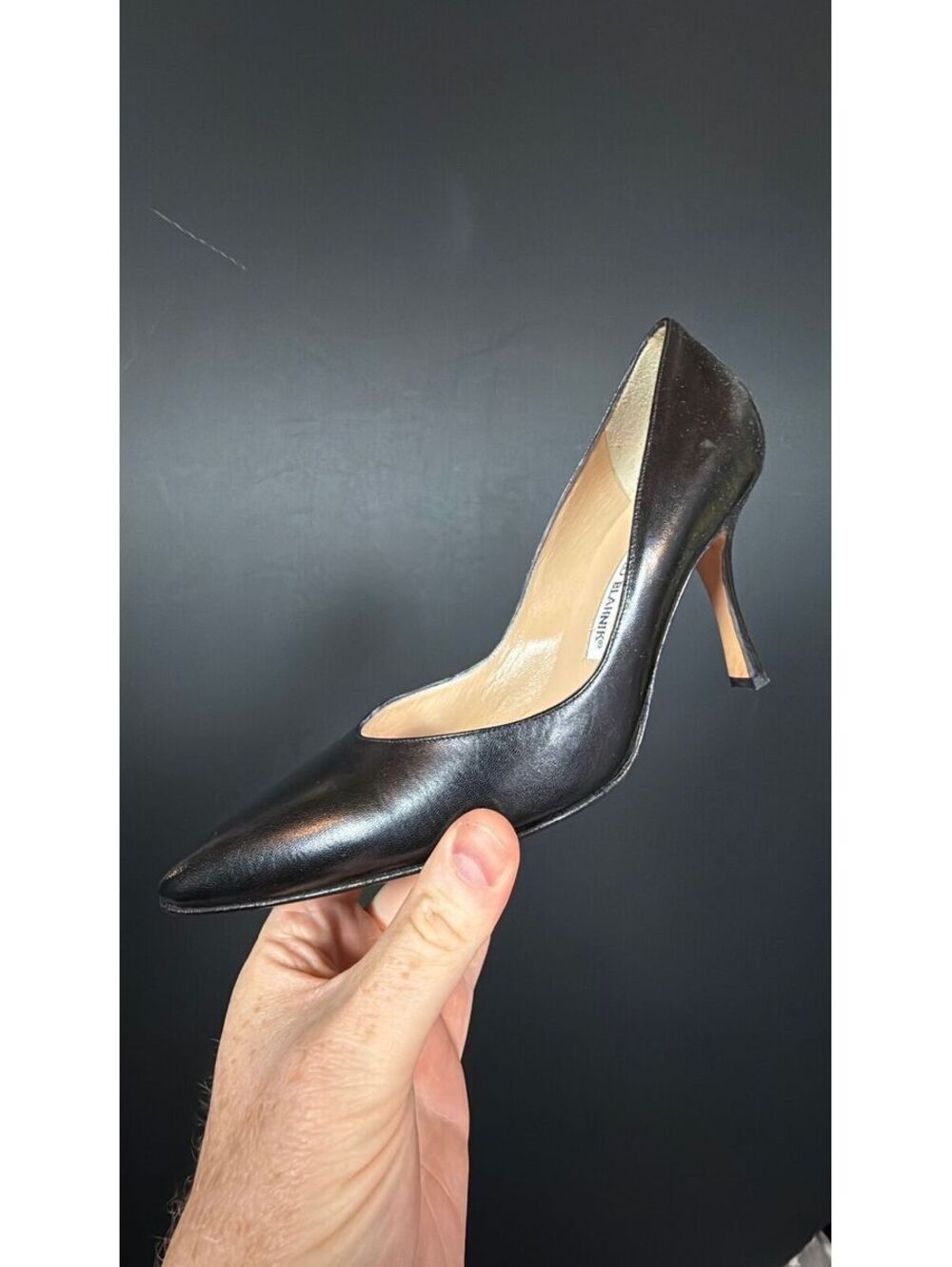 Manolo Blahnik Saturna Samba Black Heel Size 38